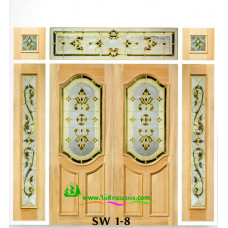 ประตูกระจกนิรภัยไม้สัก รหัส SW 1-8